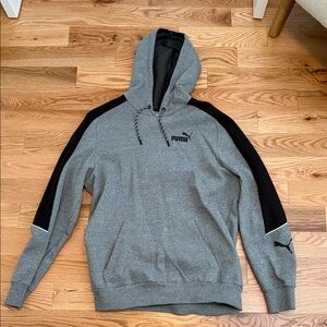 Puma Heather Gray Hoodie with Black Stripes